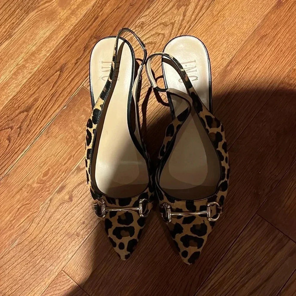 Macy’s INC Leopard Print Slingback Heels Sz 10 - Picture 4 of 16